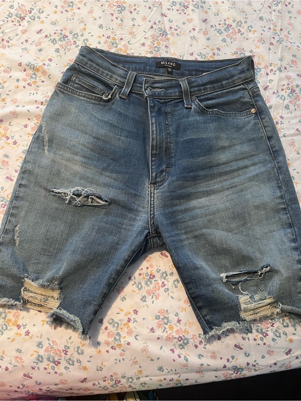 Milano Men's Distressed Denim Shorts - Blue